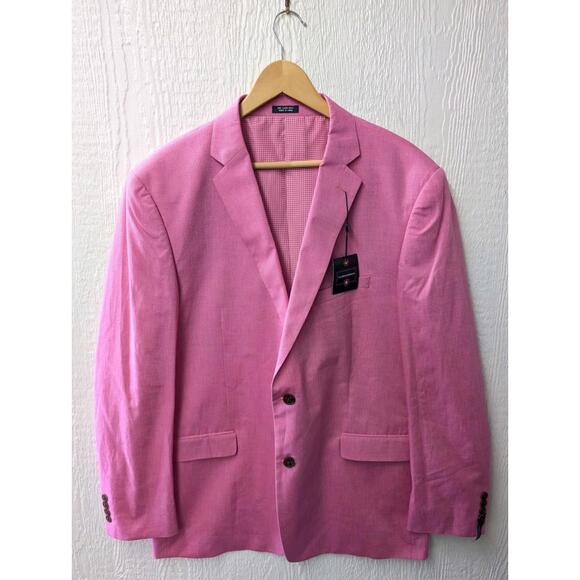 NWT Saddlebred Fuscia Pink 100% Cotton Blazer Sports Coat Wedding Formal 44L - Picture 1 of 8